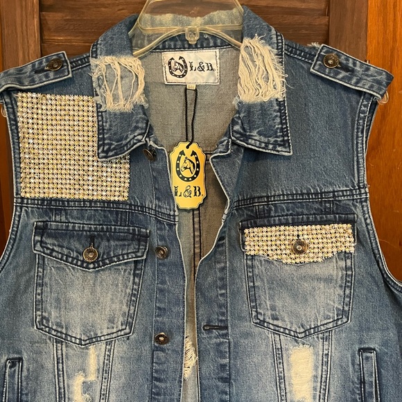 Jackets & Coats Bling Ripped Blue Jean Vest Poshmark